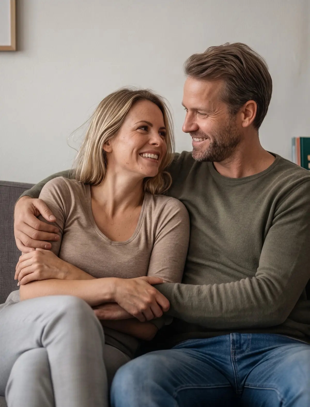 Par der sidder tæt sammen i sofaen